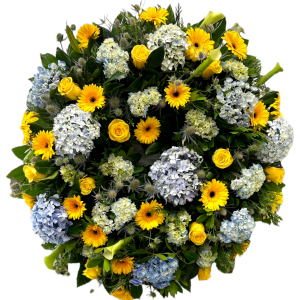 Coroa de Flores para Funeral- Azul e Amarelo