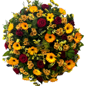 Coroa Flores para Funeral- Amarela e Vermelha