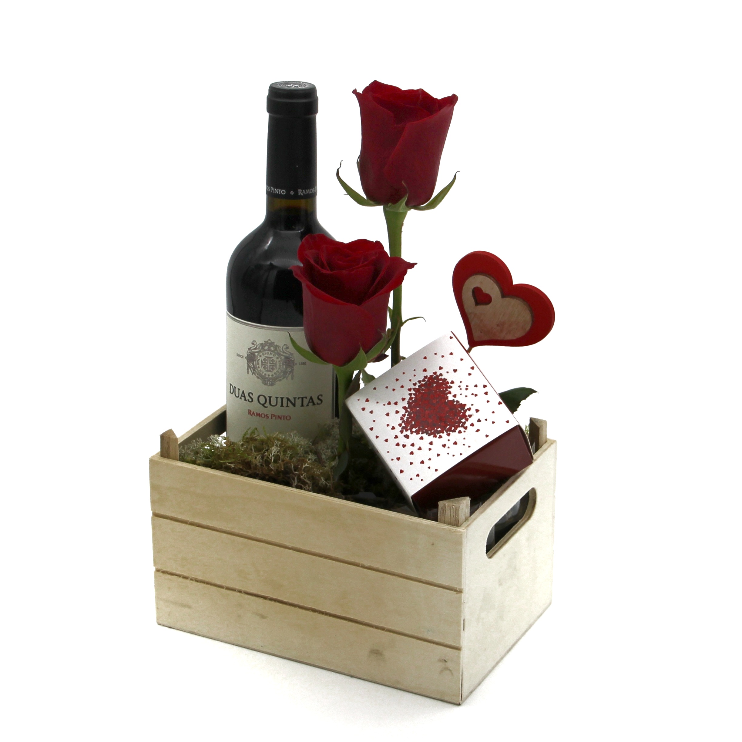 Caixa de Vinho, Rosas e Chocolates