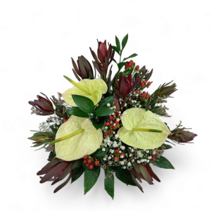 Arranjo Fúnebre - Antúrio e leucadendron