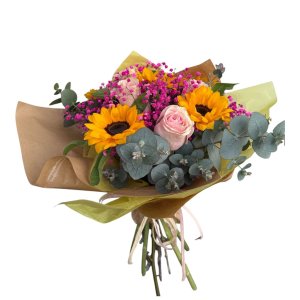 Ramo para a Mãe - Ramo com Rosa e Girassol